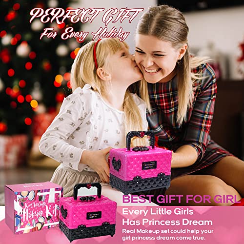 52 PCS Kids Makeup Kit, Safe and Washable Makeup for Kids Princess Toys | Real Girls Makeup Kit, Toddler Makeup Kit with Cosmetic Case, Maquillaje Para Niñas, Birthday Gifts for Girls 3 4 5 6 7 8 9 - style: Makeup-Palette-L-Rose