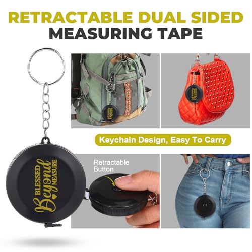 12 Pack Christian Keychain Measuring Tape Ruler Retractable Measure Tape Women Christian Favor for Body Sewing Fabric Tailor Cloth Craft Medical Measurement(Black) - color: Black