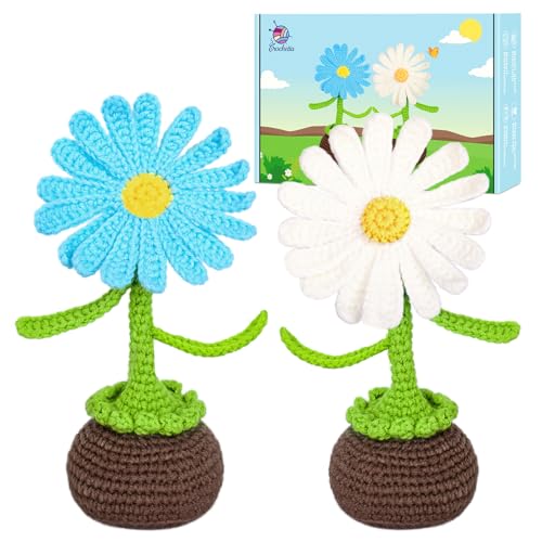 Crochetta Crochet Kit for Beginners, Crochet Starter Kits for Adults | Crochet Kit for Beginners, Crochet Starter Kits for Adults, Step-by-Step Video, DIY Crochet Animal Kits Knitting Supplies - color: 2daisy