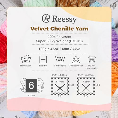 Velvet Chenille Yarn Bulky Yarn for Crocheting, 6 Pack (Pink) | Each Big Skein 100g/3.5oz, Total 525Yards, #5 Fluffy Chunky Yarn, 100% Polyester, for Blankets, Scarves & Crafts - color: Pink