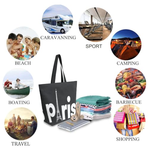 Chic Funny Cute Pattern Big Handle Extra Large Shoulder Tote Bag for Beach Travel Weekender Gym Grocery Shopping - style: #Eiffel Tower