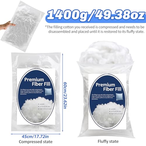 Bupete 3lb/49oz Polyfill Stuffing, (1.8oz~4.18lb) Pillow Stuffing | Pillow Filling Stuffing for Couch Pillows, Stuffing for Pillows, Fiber Filling Stuffing, Polyester Fiberfill Stuffing - color: White 48oz