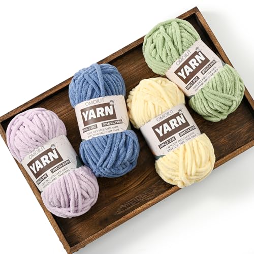 Fluffy Chunky Chenille Crochet Yarn, Baby Yarn for Crocheting Soft Blanket, Bulky Velvet Yarn (100g/54.8yds), Plush Amigurumi Yarn for Knitting Crafts, Scarves, Puzzle (Light Khaki) - color: Light Khaki