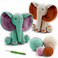 JYZJDKE Crochet Kit for Beginners Adults - DIY Amigurumi Elephant Knitting Starter Kit with Yarn Sets, Crochet Animal Kit Cute Stuffed Animal Craft Birthday Gifts (Beige White+Tiffany Green Elephant) - color: Beige White/Terracotta+Tiffany Green/Pink Elep