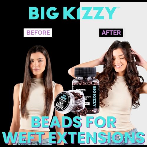Big Kizzy Silicone Lined Microlink Beads 250pcs 5.0mm (Brown) | for Invisible Application of Weft Hair Extensions - color: Brown, size: 250 beads