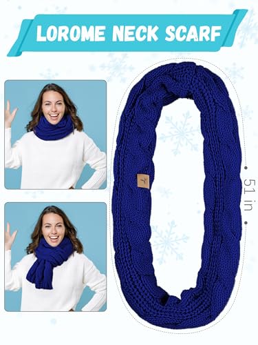 LOROME Winter Beanie Hat Scarf Gloves, Warm Fleece Knit Neck Scarf Set Gift | Hats Gloves Scarf Set, Touchscreen Gloves, Universal Size Neck Scarf Set Winter Gifts for Unisex Adult Winter Wear - color: Royal Blue