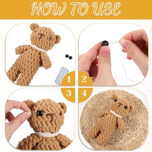 320 PCS Sew On Safety Eyes Buttons, Crochet Eyes for Animals 8mm to 15mm Plastic Mushroom Domed Sewing Doll Eye for Crafts for DIY Stuffed Animals Amigurumis Crochet Doll Making
