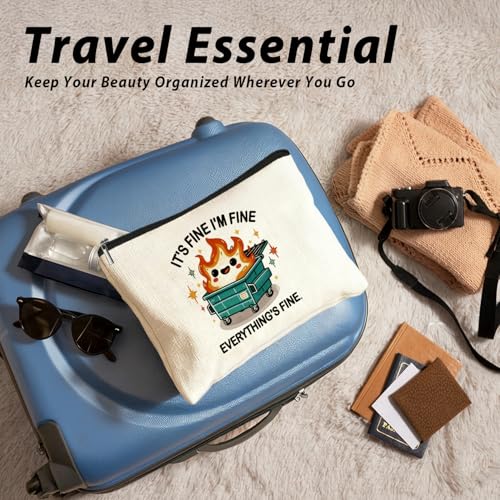 Dumpster Fire Gifts Makeup Bag, Funny Dumpster Bag,Dumpster Fire Cosmetic Bags for Women, Inspirational Positive Encouragement Gifts for Women Zipper Pouch - color: 01-dumpster fire(01)