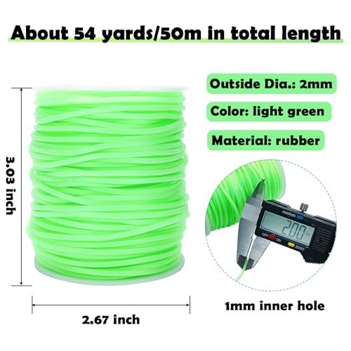 Rubber Tube Cord 54 Yards 2mm Lightpurple Stitch Keeper with 1mm Hole | Tubing Knitting Barber Cord Rubber Saver Rubber Pipe with Spool for Knitting Projects Jewelry Making and Bead Creations - color: Light Green