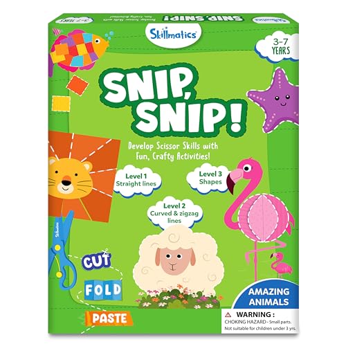 Skillmatics Snip Snip Animals, Scissor Skills Toy, Felt Craft Gift for Kids | Cutting Activity, Safety Scissors, Fine Motor Skills for Preschool, Screen-Free, Learning Toy, Girls & Boys Ages 3, 4, 5, 6 - style: 5. Animals