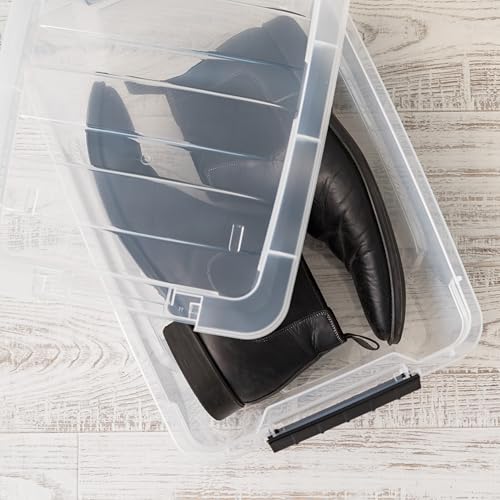 IRIS USA 4-Pack 13 Quart Storage Bins with Lids, Clear | Transparent design makes contents easy to find. Ideal for shoes, photos, documents, and small essentials. Nestable design - color: Clear, size: 13 Qt, style: 4 Pack