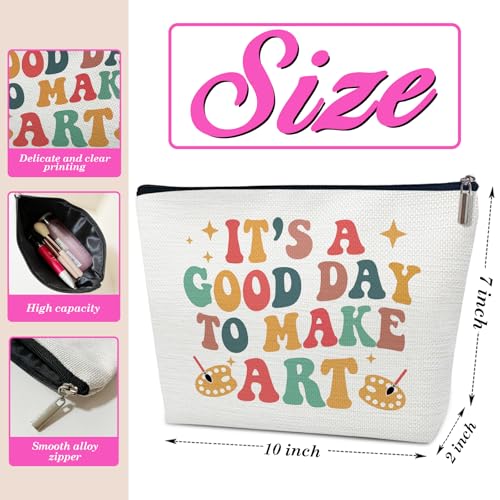 Gifts for Art Teachers, Drawing Theme Makeup Bag for Artists | It's a Good Day to Make Art Cosmetic Bag for Painters & Art Lovers - color: multicolor0203