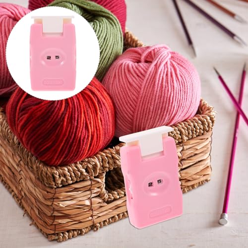 Beavorty Manual Counter with Button Knitting Stitch Counter and Crochet Row Tool Lightweight Portable Knitting Tool for Home Travel Use Pink