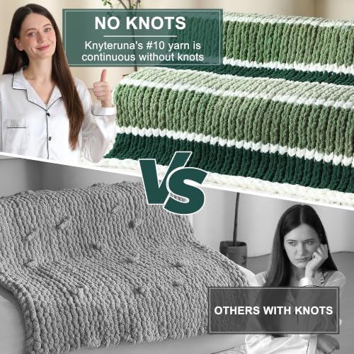 Chunky Yarn for Hand Knitting, #10 Chunky Blanket Chenille Yarn, Large Bulky Thick Jumbo Yarn, Super Chunky Knit Yarn for Crocheting, 8 Skein (8 oz 22 yds Each Skein), White & Multi Green - color: Cream & Sage & Smoky Green & Forest Green