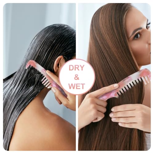 Large Wide Tooth Hair Comb Tortoise Shell Comb for Thick Curly Hair | Cellulose Acetate Hair Detangling Comb Round Tooth for Women Men or Kids, Anti-Static Wet or Dry, Purple - color: Purple