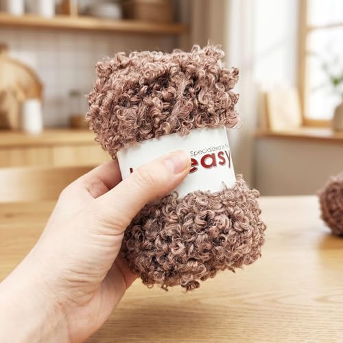 Teddy Fur Curly Yarn, 3 Skeins (150g/5.3oz Total, 15mm Thick), Chunky Faux Fur Eyelash Yarn, Super Soft Fluffy Yarn for Doll Hair Weaving, Crochet, Knitting, Amigurumi (Dusty Rose) - color: Dusty Rose