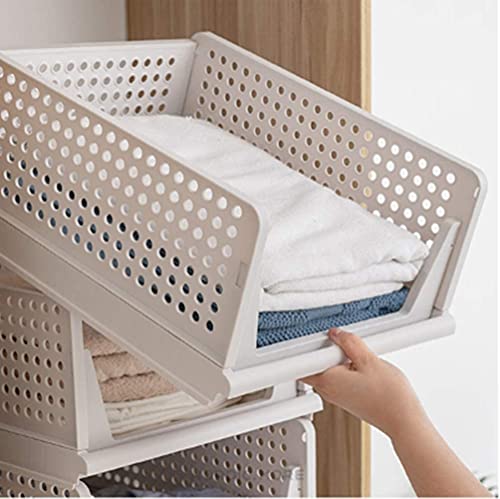 yazi 8 Pack Foldable Plastic Wardrobe Storage Bins | Stackable Cube Baskets Used as Closet Drawer and Shelf Organizer, Great for Bedroom Clothes Tidy Storage - size: 8L