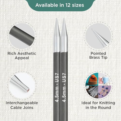 KnitPro Karbonz Interchangeable Circular Needle 5" (13cm) | US Size 7 (4.5mm) - size: US 7 (4.5mm)