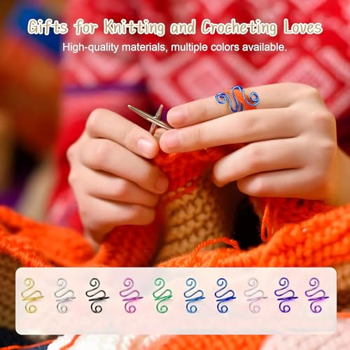 Crochet Tension Rings for Women Adjustable Crochet Hooks Ring - color: Black