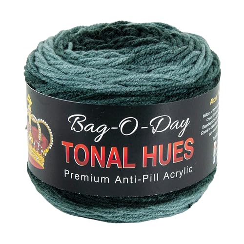 Mary Maxim Bag-O-Day Tonal Hues Ombre Yarn for Crocheting and Knitting, Medium Worsted Weight Anti-Pilling Acrylic Yarn Cake - 280 Yards, 5.3 OZ, Liquid Mercury - color: Liquid Mercury