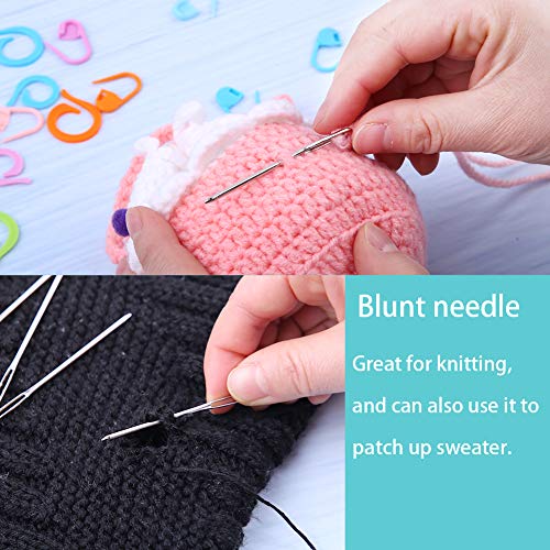 7 Sizes Large Crochet Hooks Set (7mm-20mm) with Large-Eye Blunt Needles | Huge Plastic Crochet Hook Adjustable Knitting Loop for Yarn Weaving Craft Tools - size: 40 Pcs - with storage bag