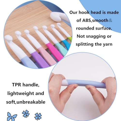 Hobekoee 15mm Large Crochet Hook,Big Crochet Hooks for Chunky Yarn,Extra Long Crochet Hooks with Soft Ergonomic Handle for Crocheting Yarn,Wool Roving - size: 15mm