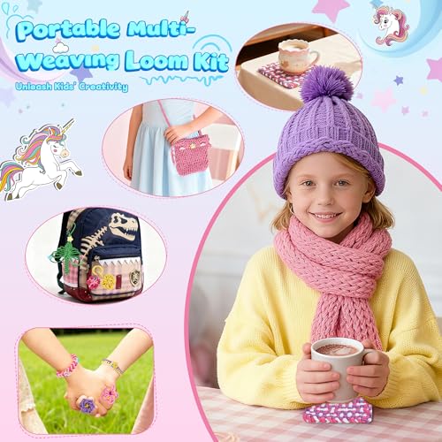 6-in-1 Friendship Bracelet Making Kit,Weaving Loom Kit Toys, 500+ Pcs Craft Kits For Kids,A multi-functional Weaving loom that can be used to make Bracelet, potholder, pendants, bags, hats and scarves