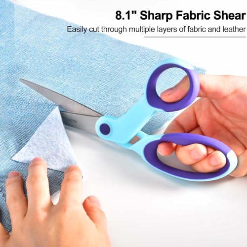 SCAIKTIG Premium Sewing Scissors Bundle, 8" Heavy Duty Fabric, 5" Embroidery, 4" Small Detail Scissors, 5" Thread Snips, Tailoring, Dressmaking, Quilting, Arts&Craft Supplies, Blue - color: Blue(8“/5”/5“/4”)