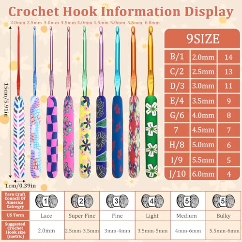 Looen Crochet Hook 9-Piece Set, Ergonomic Soft Grip for Crocheting, Warm Crochet Hooks, Beautiful Knitting and Crochet Supplies, Crochet Kits for Arthritis Patients and Beginner Kids. - color: purple