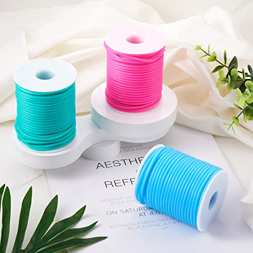 Beadthoven 3mm Hollow Pipe Rubber Tube Cords, 27Yards Barber Cord for Knitting Stitch Holder, Tubing Rubber Cord with Spool for Bracelet Jewelry Making DIY Crafts 1.5mm Hole - Deep Sky Blue - color: Deep Sky Blue, size: 3mm