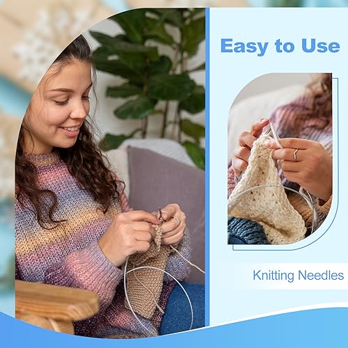 Katech Knitting Needles Set for Beginners, Complete Full Size Knit Needle | 9 Pairs Circular Knitting Needles Set and 22 Pcs Single Pointed Knitting Needle Set with Tote Bag Knitting Accessories - size: 9.8 inch（Single Pointed）