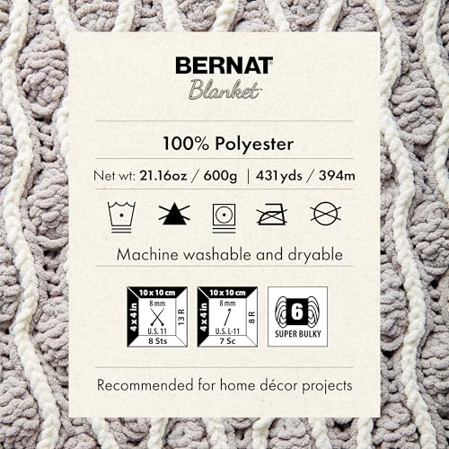 Bernat Blanket 600G - 1 Pack of 431 Yards/21.2 oz Almond 100% Polyester Yarn - color: Almond