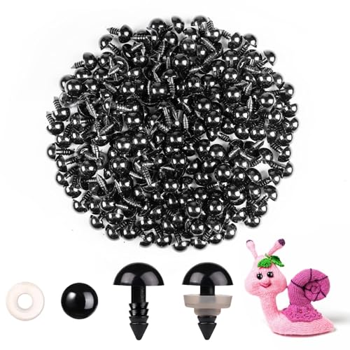 MUCUNNIA 400pcs 10mm Safety Eyes for Amigurumi with Washers Plastic Black Safety Eyes for Crochet Craft Safety Eyes for DIY Christmas Decorations Crochet Stuffed Animals Crafting - size: 10mm