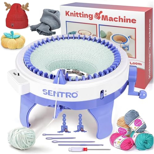 SENTRO Knitting Machine, 48 Needles Knitting Loom Machine with Row Counter | Smart Circular Knitting Machine with Gife Box,Knitting Gife for Adult&Beginners,Efficient DIY Crochet Machine for Hat,Scarves - color: 48Blue