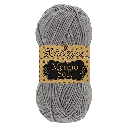 Scheepjes Merino Soft Yarn 50g 604 Lowry Gray Merino Wool Blend - color: 604 Lowry