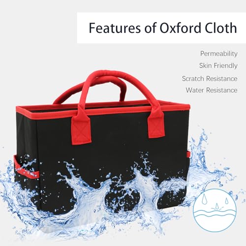 Cupohus Desktop Art Craft Storage Tote Bag and Stock Organizer (Black&Red) | Supply Storage Bags with Pockets and Handles, Oxford Fabric Carrying Caddy for Teacher, Officer, Artist, Traveler, and More - color: Black, size: Normal