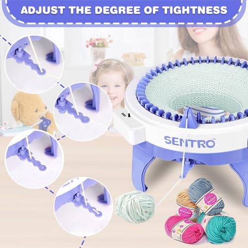 SENTRO Knitting Machine, 48 Needles Knitting Loom Machine with Row Counter | Smart Circular Knitting Machine with Gife Box,Knitting Gife for Adult&Beginners,Efficient DIY Crochet Machine for Hat,Scarves - color: 48Blue