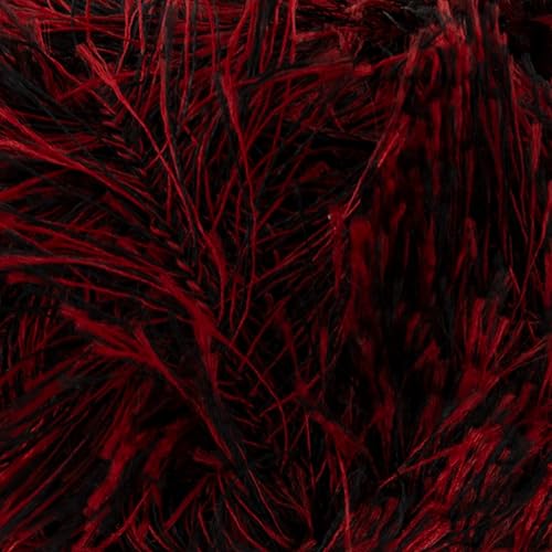 Makromecity Eyelash Yarn – Fuzzy Fun Fur Yarn, 3.53 Oz (100g) 150 yd (140m), Weight 3 Light, Premium Polyester Novelty Feather Yarn for Scarves, Amigurumi, Plush Toys & Craft (Red-Black, 1 Skein) - color: Red-Black, size: 1 Skein