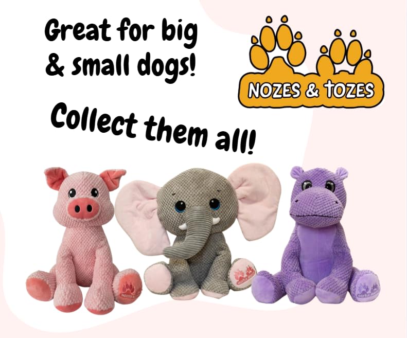 NOZES & TOZES Plush Pig Dog Toy | Dog stuffies for Large Dogs Dog Enrichment Toys for Large Dogs | Dog Toys Without Squeakers- Pink