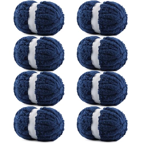 Chunky Yarn for Hand Knitting - #10 Jumbo Navy Blue Yarn for Crocheting | 8 Pack Thick Chunky Yarn for Crocheting, Super Bulky Chunky Knit Blanket Yarn (Each 7.94oz/225g, 25yds/23m), Tibetan Blue - color: Tibetan Blue