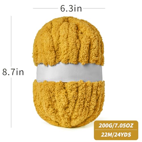 10 Pack Turmeric Fuzzy Chunky Yarn for Hand Knitting, Bulky Thick Fluffy Chenille Yarn for Crocheting, 240yds/70.5oz Jumbo Crochet Yarns, Soft Chunky Knit Blanket Yarns for Crochet - color: 10 Turmeric