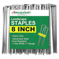 AMAGABELI 8 Inch 200 Pack Galvanized Landscape Staples 11 Gauge Anti-Rust Heavy Duty Garden Stakes Plant Cover Spikes U-Shaped Sod Pins Fence Stakes for Weed Barrier,Irrigation Tubing,Lawns,Decoration - size: 8Inch
