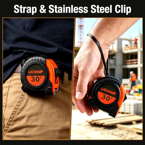 Lichamp 4 Pack 30ft EasyRead Retractable Tape Measure Metric/Fractional | 29.5FT/9M, 1-Inch