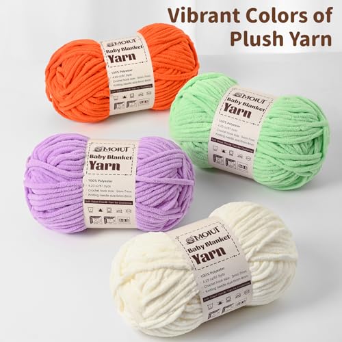 Fluffy Chunky Yarn for Crocheting, Chenille Crochet Yarn 6 Super Bulky, 2 Pack of 87.9 yds/4.23 oz Baby Blanket Yarn, Soft Velvet Yarns for Knitting Amigurumi&DIY Crafts/Hats/Socks(2 Candyfloss) - color: 2 Candyfloss
