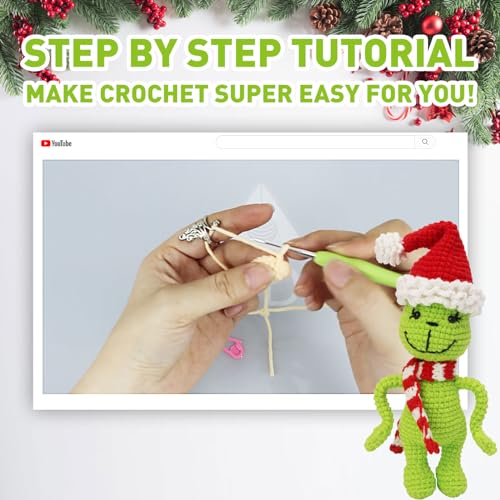 ALODNY Crochet Kit for Beginners,Christmas Crochet Kit for Beginners Adults,Knitting Kits Hooks Yarn Set with Step-by-Step Video Tutorials | Knitting Kits Complete Set with Step-by-Step Video Tutorials for DIY Projects,Craft Practice,Christmas Stocking St