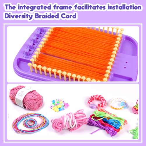 Souroyea 6-in-1 Friendship Bracelet Making Kit for Girls,Weaving Loom Kit Toys, Craft Kits for Kids,Age 6-12 Year Old Girls Gifts Ideas, Bracelet & Coaster & Bag Weaving Making kit-Pink - color: Pink