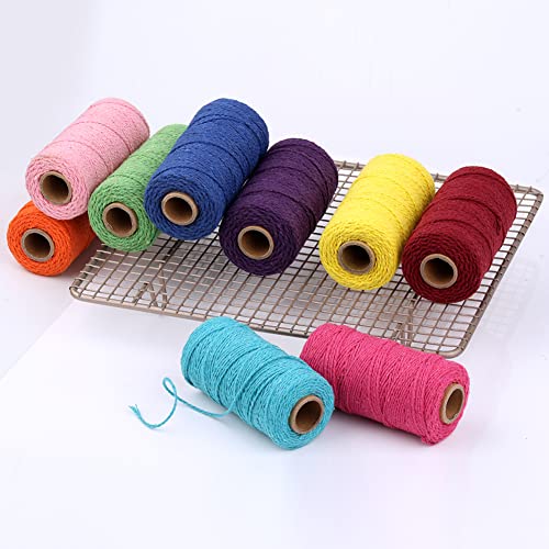 (109 Yards/1.5mm/35 Colors Optional) Cotton Baker Twine DIY Craft Macramé Natural Cotton Rope Craft Making Knitting String Rope DIY Wedding Decor Supply Christmas Wrapping(Deep Purple) - color: Purple