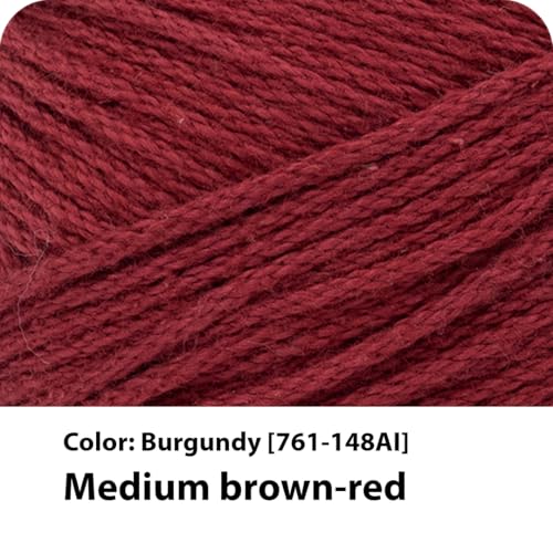 Lion Brand Yarn, 24/7 Cotton Mercerized Lightweight Yarn for Knitting, Crochet, and Crafts, Burgundy, 1 Pack, 185 Yards of Natural Fiber for Breathable Tops, Durable Bags, and Easy-Care Dish Cloths | Light Worsted 100% Mercerized Cotton Yarn for Crochet,