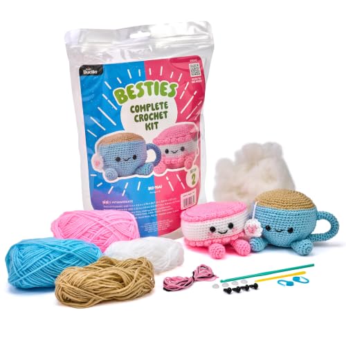 Bucilla, Complete Crochet Kit for Beginners, Amigurumi Besties, BES-Teas - color: Bes-Teas
