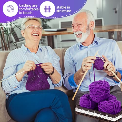 Timgle 12 Skeins Chunky Chenille Yarn for Crocheting, 552 Yards Bulky Purple Thick Fluffy Yarns Soft Velvet Plush Yarn for Hand Knitting Blanket Crafts Project - color: Purple